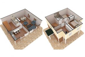 112 m2 Prefabrik Dublex Ev Plan B