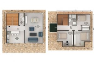 114 m2 Prefabrik Dublex Ev Plan B