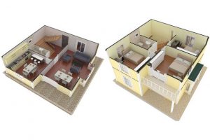 124 m2 Prefabrik Dublex Ev Plan A