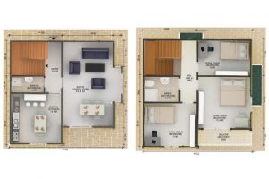 124 m2 Prefabrik Dublex Ev Plan B