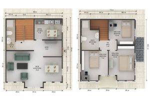 125 m2 Prefabrik Dublex Ev Plan B
