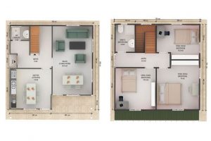 127 m2 Prefabrik Dublex Ev Plan B