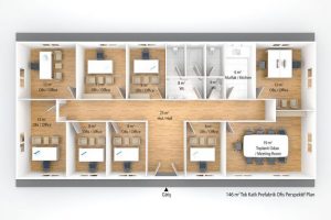 146 m2 Prefabrik Ofis ve Yönetim Binası Plan A