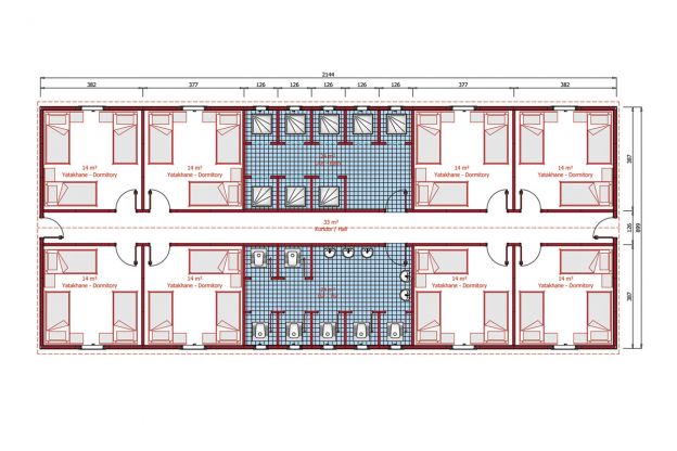 193 m2 Prefabrik Yatakhane Plan
