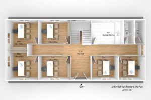 214 m2 Prefabrik Ofis & Yönetim Zemin Kat