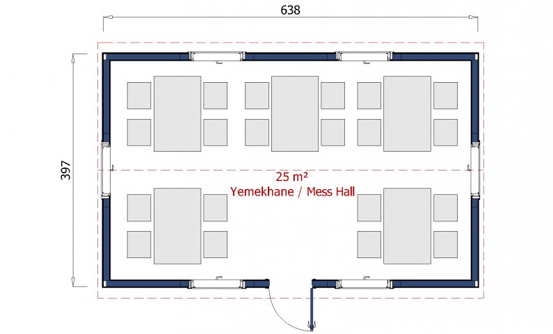 25 m2 Prefabrik Yemekhane plan