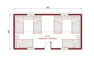 30 m2 Prefabrik Yatakhane Plan