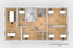 340 m2 Prefabrik Ofis & Yönetim Plan Zemin Kat