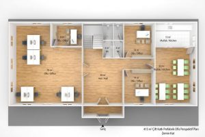 415 m2 Prefabrik Ofis & Yönetim Binası Plan 1 nci Kat