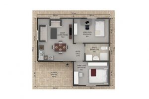 45 m2 Prefabrik Ev Plan A