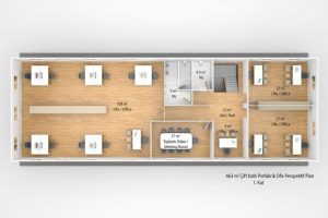 463 m2 Prefabrik Ofis & Yönetim Binası 1nci Kat
