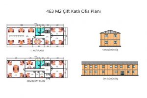 463 m2 Prefabrik Ofis & Yönetim Binası Yan & Ön