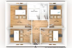 58 m2 Prefabrk Ofis & Yönetim Plan
