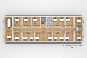 588 m2 Prefabrik Ofis & Yönetim Binası Plan Zemin Kat