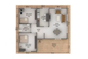 86 m2 Prefabrik Ev Plan A