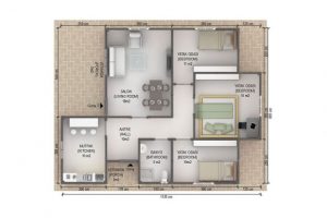 88 m2 Prefabrik Ev Plan A