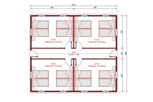 91 m2 Prefabrik Yatakhane Plan