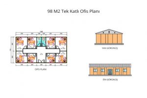98 m2 Prefabrik Ofis & Yönetim Yan & Ön